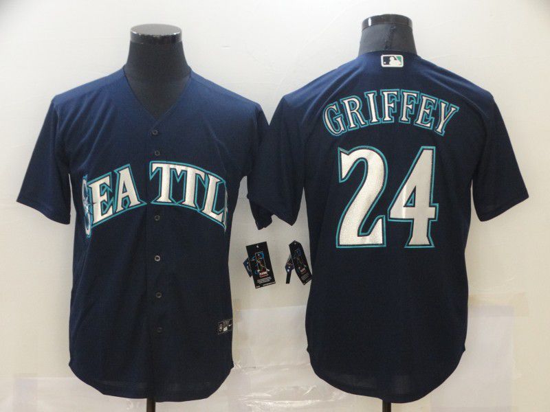 Men Seattle Mariners 24 Griffey Blue Game MLB Jerseys